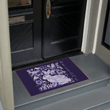 Blue & White Rabbit Bird Willkommen Floral Dedham