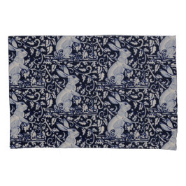 Blue & White Rabbit Bunny Elegante Art Cobalt Navy Kissenbezug