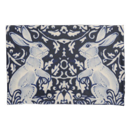 Blue & White Rabbit Bunny Elegante Kunst, Dichtung Kissenbezug