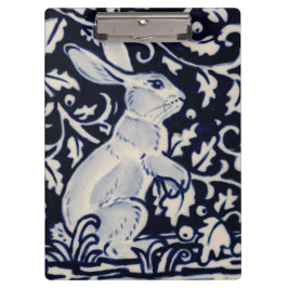 Blue & White Rabbit Bunny Hare Kunst, Dichtung und Klemmbrett