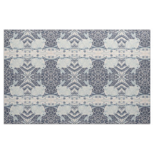 Blue White Rabbit Designer Stoff Winter Weihnachte