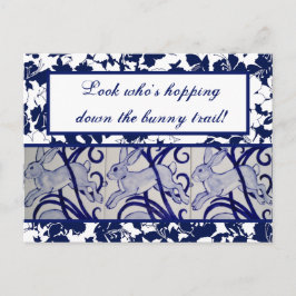 Blue & White Rabbit Hare Bunny Deco Ostern Postkarte