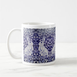 Blue & White Rabbit Strawberry Garden Bunny Floral Kaffeetasse