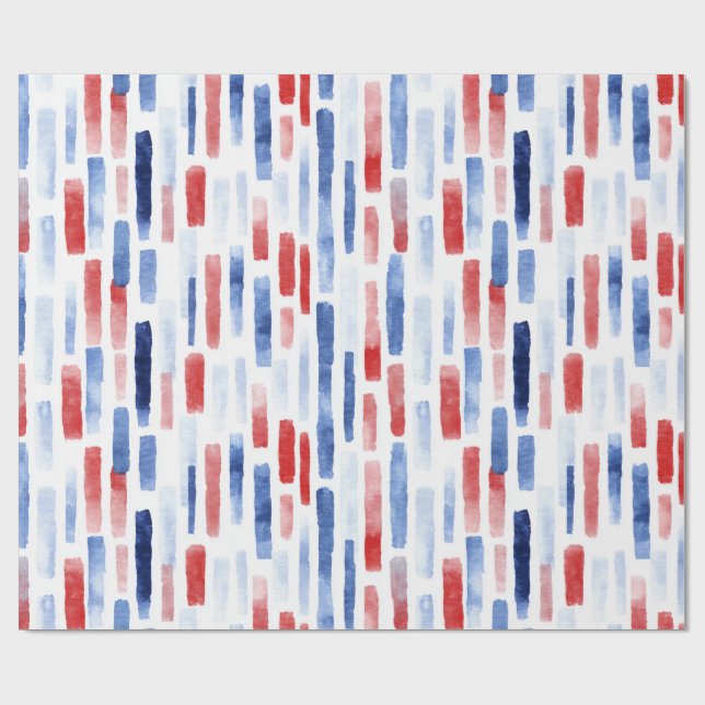 Blue, White Red Coastal Stripes Geschenkpapier (Flach)
