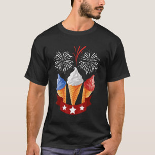 Blue White Red Ice Creme Cone Us Flag Patriotic 4t T-Shirt