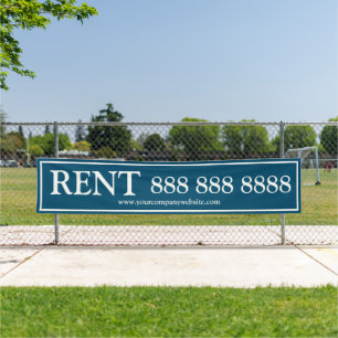 Blue White Rent Large Phone Number Banner