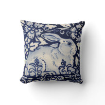 Blue White Restrabit Hare Navy Chinoiserie