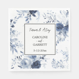 Blue White Romantic Floral Wedding Serviette