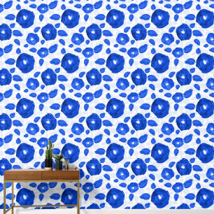 Blue White Roses Wall Tapete