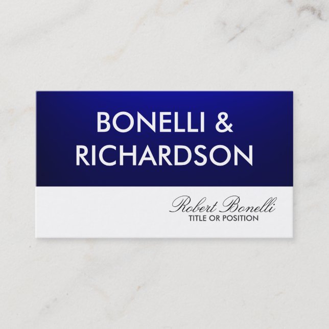 Blue White Schlicht Modern Business Card Visitenkarte (Vorderseite)