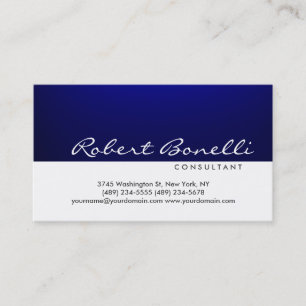 Blue White Schlicht Modern Consultant Business Car Visitenkarte
