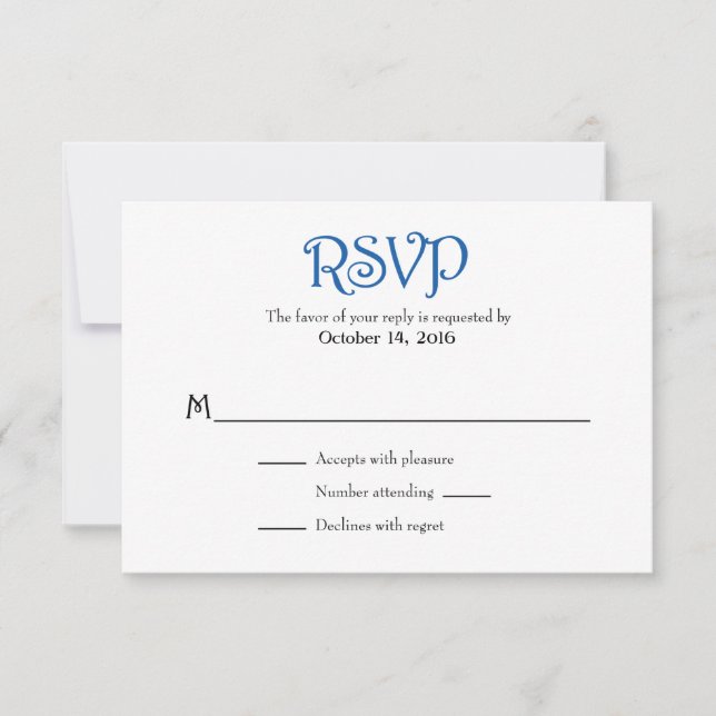 Blue White Schlicht Simple Wedding RSVP Cards (Vorderseite)