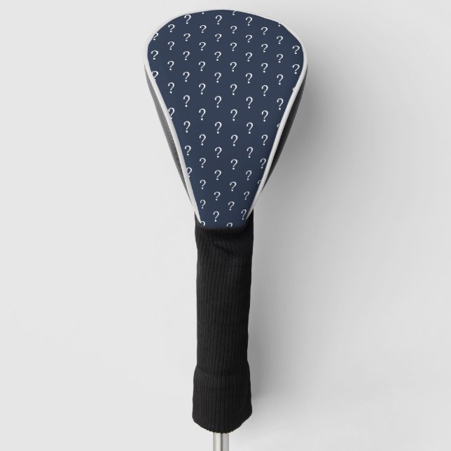 Blue White Script Frage Mark Wrapping Paper Golf Headcover (Vorderseite)