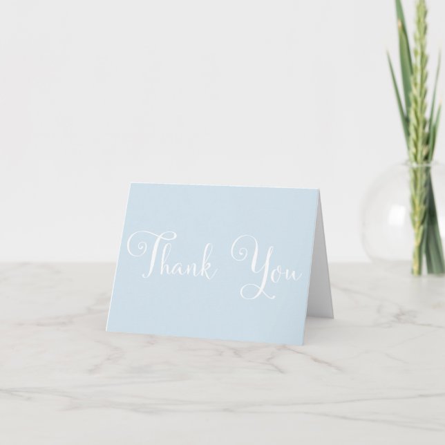 Blue White Script Personalisiert Wedding Vielen Da Dankeskarte (Vorderseite)