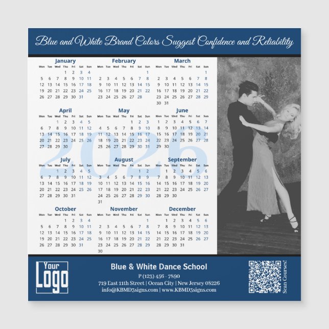 Blue White Service Image 2026 Calendar Magnet (Vorderseite)