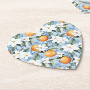 Blue White Sicilian Summer Floral Orange Wedding Untersetzer