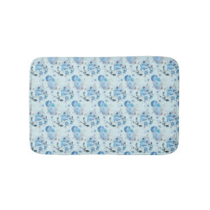 Blue White Silver Hütte Core Shabby Chic Badematte