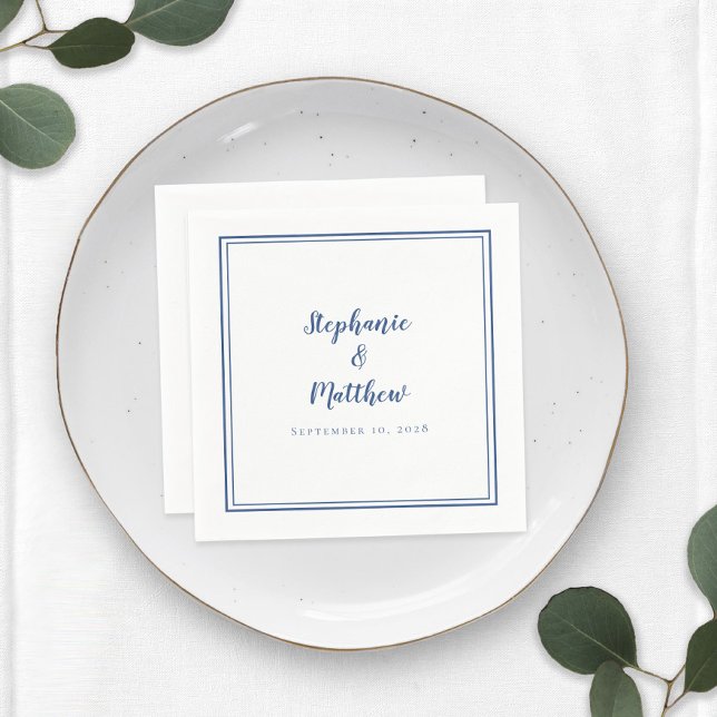 Blue White Simple Modern Minimalistisch Wedding Pa Serviette (Von Creator hochgeladen)