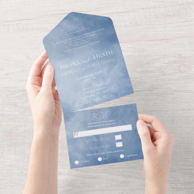 Blue & White Sky Clouds Celestiding All In One Einladung (Abreißen)