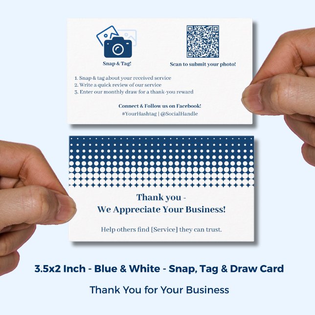 Blue White Snap Tag Incentive Thanks Referral Card (Blue White Snap Tag Incentive Thanks Referral Card; Size: 3.5x2 Inch)