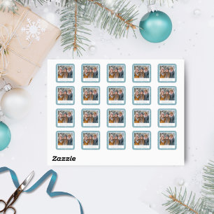 Blue & White Snowflake Holiday Foto Stickers