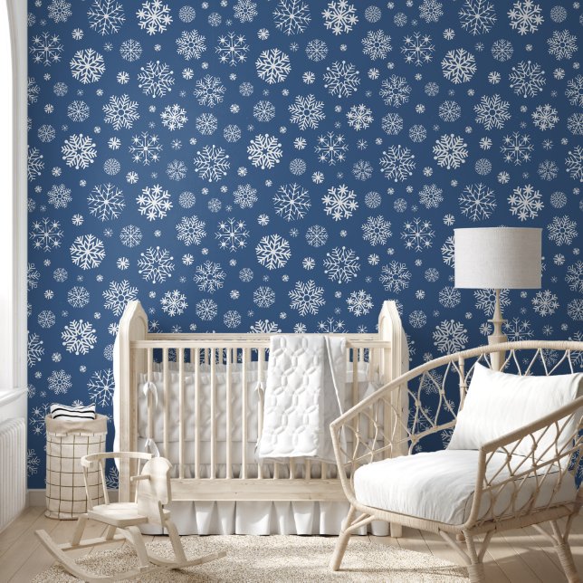 Blue & White Snowflake pattern for Your Kid Room Tapete (Kinder)