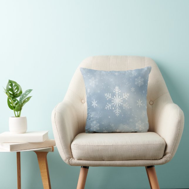 Blue & White Snowflake Pattern Kissen (Stuhl )