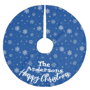 Blue White Snowflake Print Vintage Weihnachten Polyester Weihnachtsbaumdecke