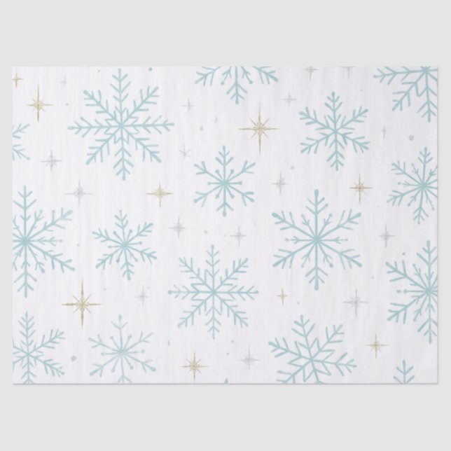 Blue & White Snowflake Sparkle Tissue Paper  Seidenpapier (Vorderseite)