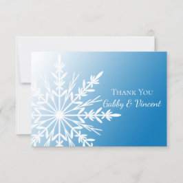 Blue White Snowflake Winter Wedding Danke Notiz Einladung
