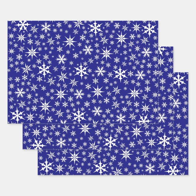 Blue White Snowflakes Design Wrapping Paper Set Geschenkpapier Set (Set)
