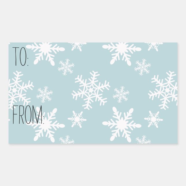 Blue White Snowflakes Geschenk Tag Rechteckiger Aufkleber (Vorderseite)