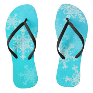Blue White Snowflakes Minimalistisch Weihnachten Flip Flops