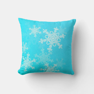 Blue White Snowflakes Minimalistisch Weihnachten Kissen