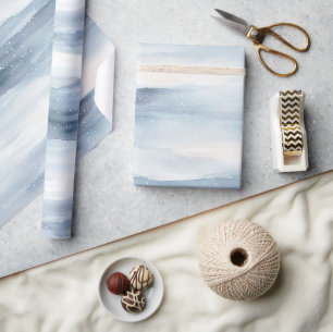 Blue White Snowflakes Weihnachten Geschenkpapier
