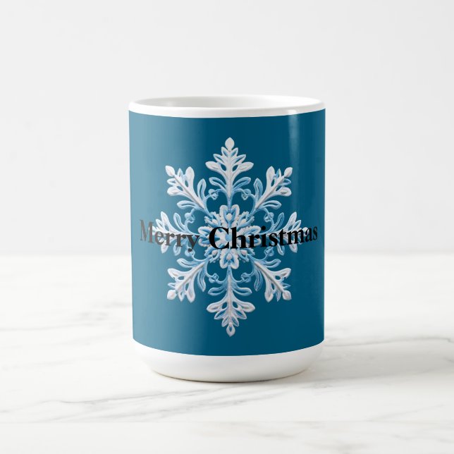 Blue White Snowflakes Weihnachten Kaffeetasse (Mittel)