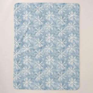 Blue White Snowflakes Weihnachten Sherpadecke