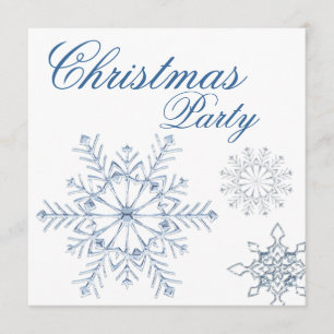 Blue White Snowflakes Weihnachts-Party Einladung