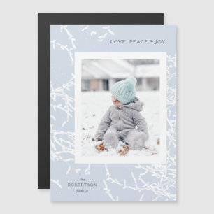 Blue & White Snowy Branches Foto Magnet