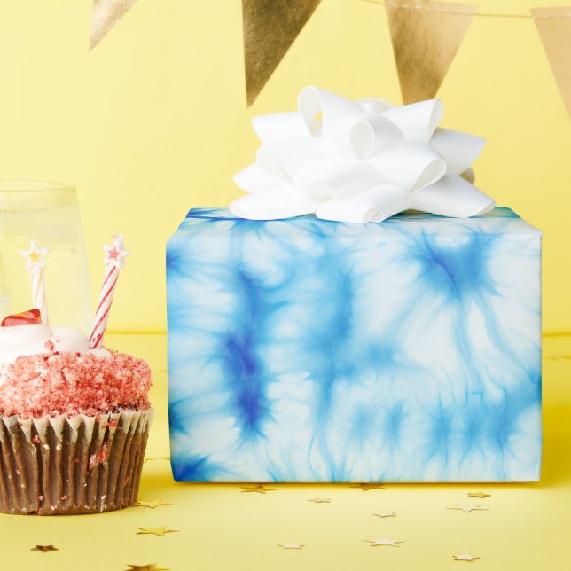 Blue White Spiral Gefärbte Krawatte Geschenkpapier (Geburtstagsparty)