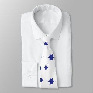 Blue White Star of David Muster Krawatte