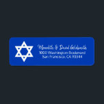 Blue White Star von David Bar Mitzvah Adresse<br><div class="desc">Senden Sie Ihre Bar Mitzvah Einladungen,  uAwg Umschlagkarten und Dankeschön-Karten mit diesen dunklen,  navscharen Rücksendekleber Aufkleber. Jüdischer Stern von DAVID in Weiß. Editierbare Vorlagen,  damit Sie Schriftart und Größe ändern können.</div>