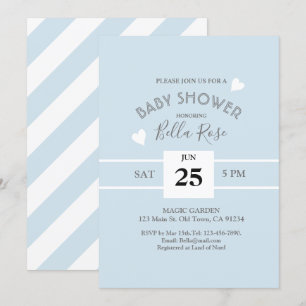 Blue White Stripes Boy Baby Duschkarte Einladung