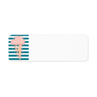 Blue White Stripes Jellyfish Address Labels