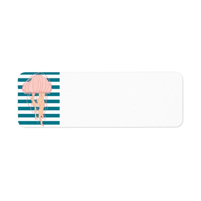 Blue White Stripes Jellyfish Address Labels (Vorne)