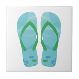 Blue White Summer Beach Flip Flops Keramik Tile Fliese