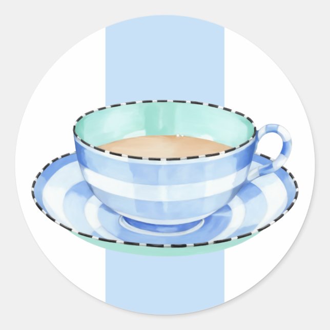 Blue White Teacup White Blue Sticker (Vorderseite)