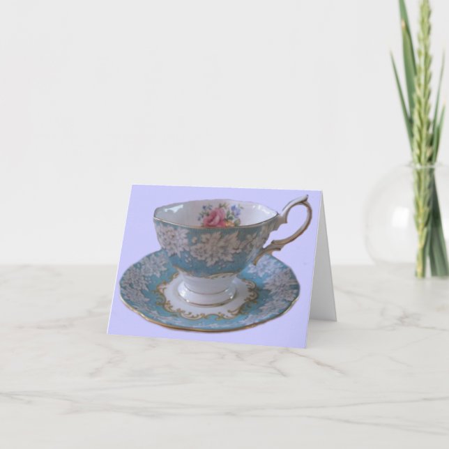 Blue-White-Tee-Cup und Saucer-Note-Karte Karte (Vorderseite)