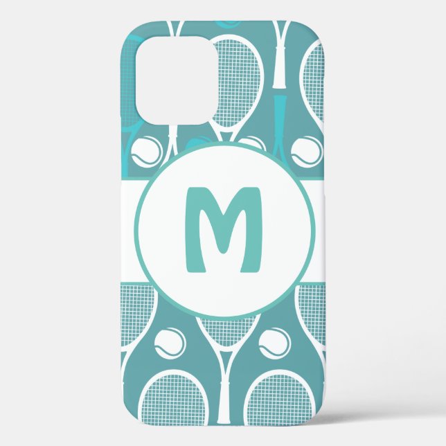 Blue & White Tennis Rackets Balls Player Name Nied Case-Mate iPhone Hülle (Rückseite)