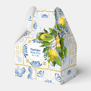 Blue White Tile Lemon Mediterrane Hochzeit Geschenkschachtel